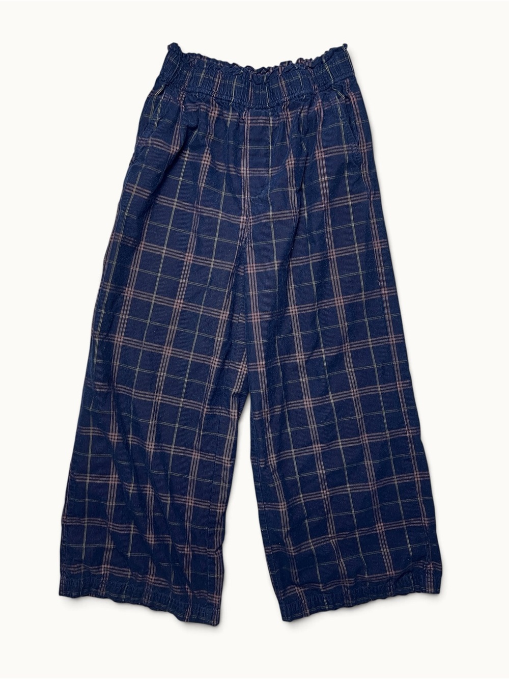 Madewell Corduroy Pull On Wide Leg Crop Pant In Windowpane XS